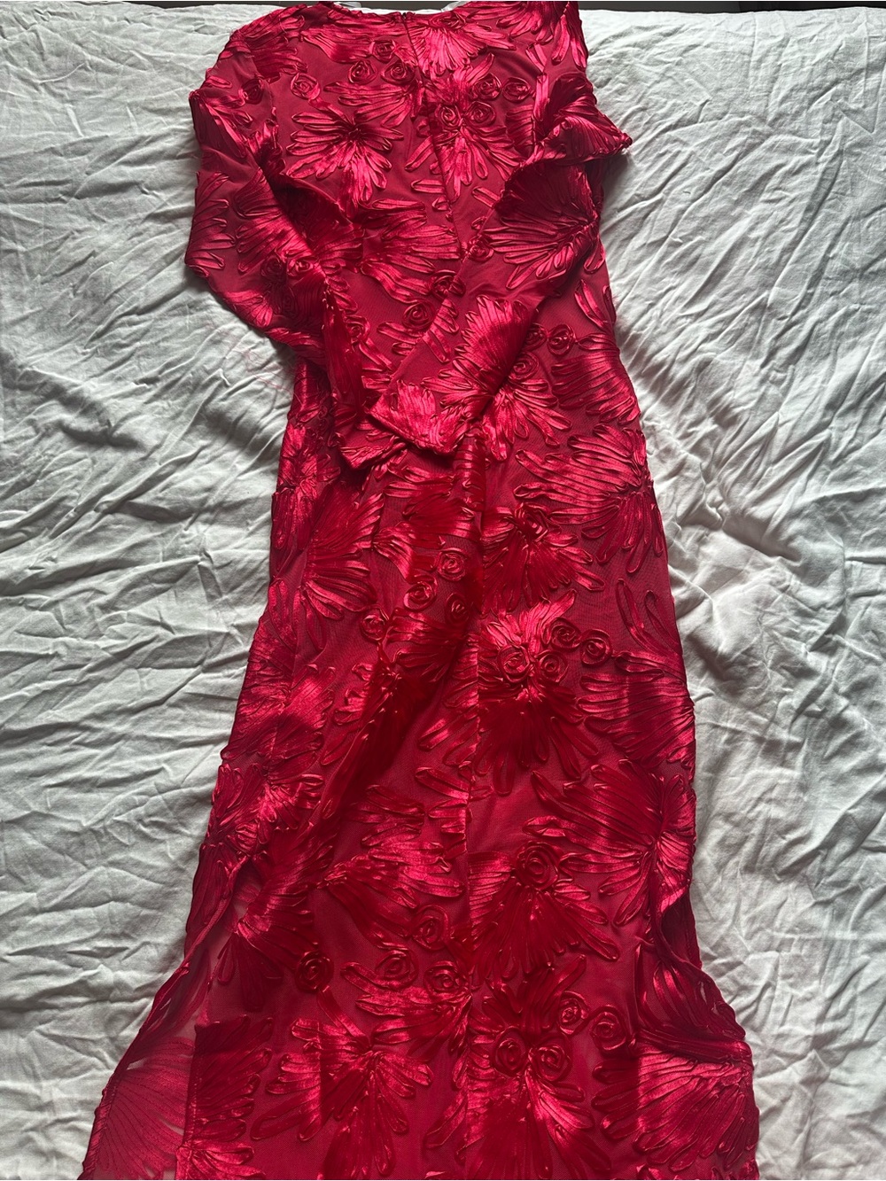 YAS Yasfloree Persian Red Floral Appliqué Long Sleeve Maxi Dress S NWT - Picture 11 of 13